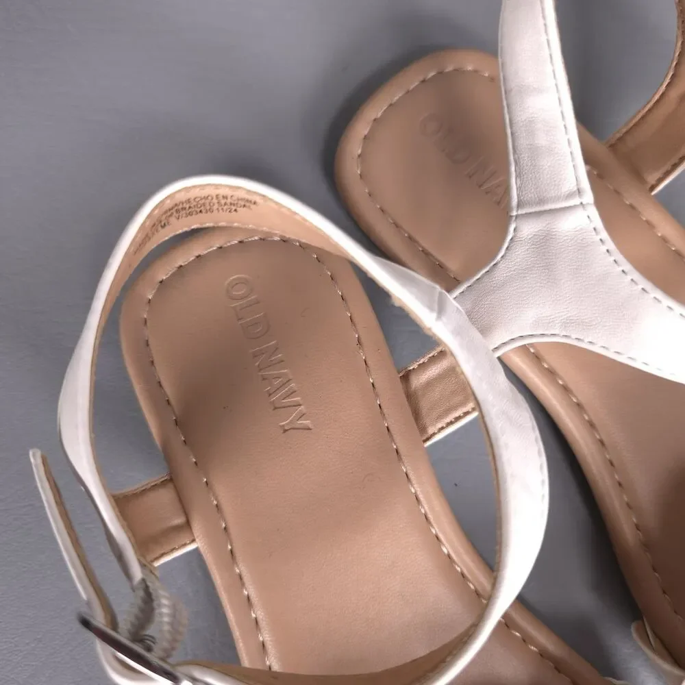 OLD NAVY NWOT Braided Strap Sandals Size 1 Cream Ankle Strap Flat Girls‎ Kids
